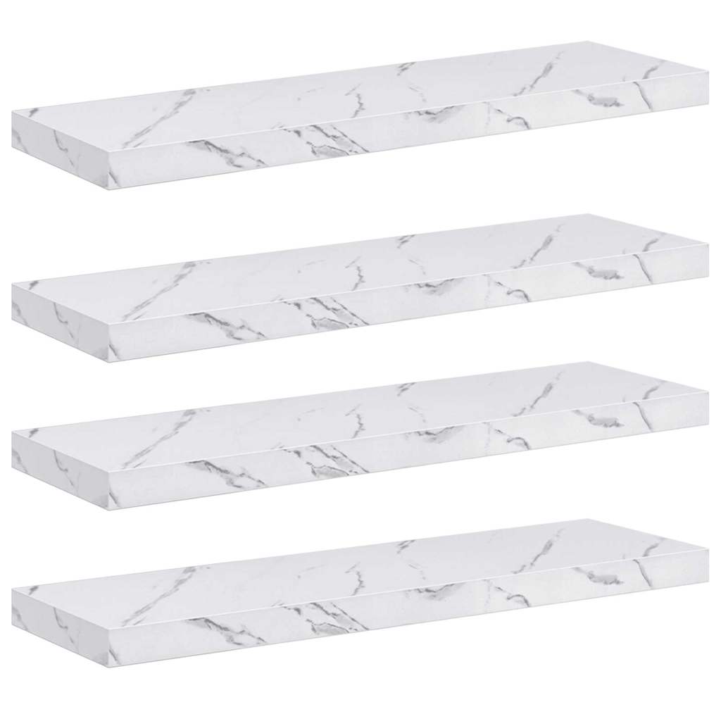 Wandregal Wandhalterung 4 Stk. Weiß Marmor 80 x 23,5 x 3,8 cm