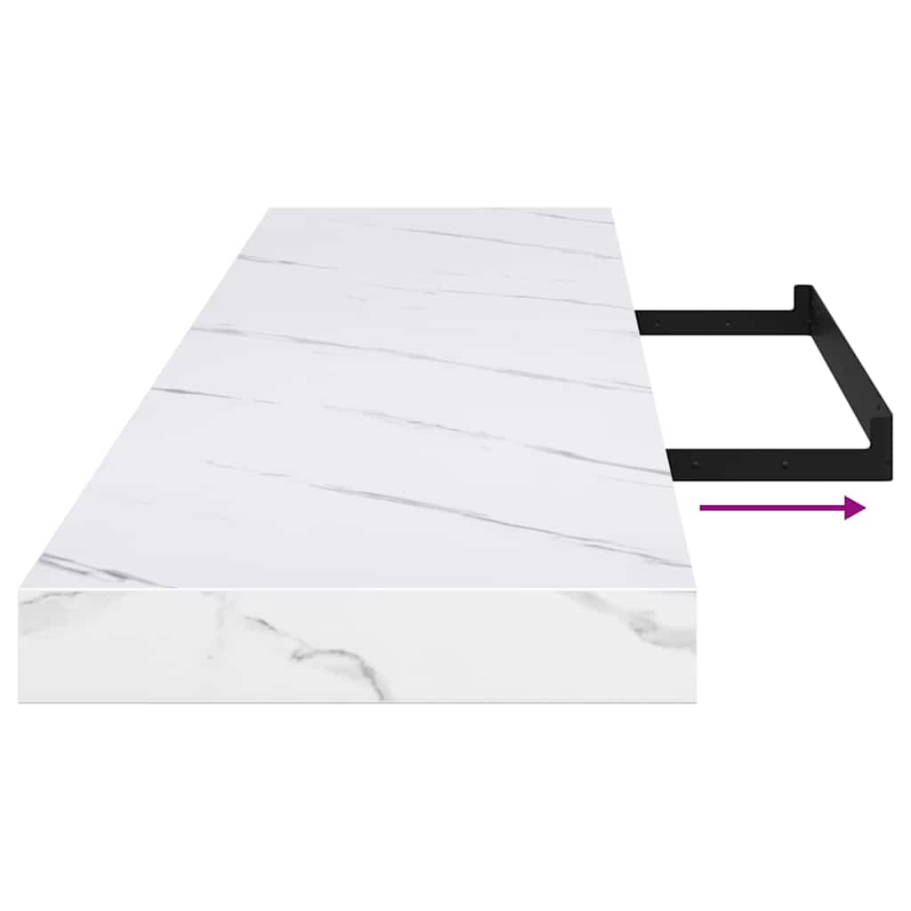 Wandregal Wandhalterung 2 Stk. Weiß Marmor 120 x 23,5 x 3,8 cm