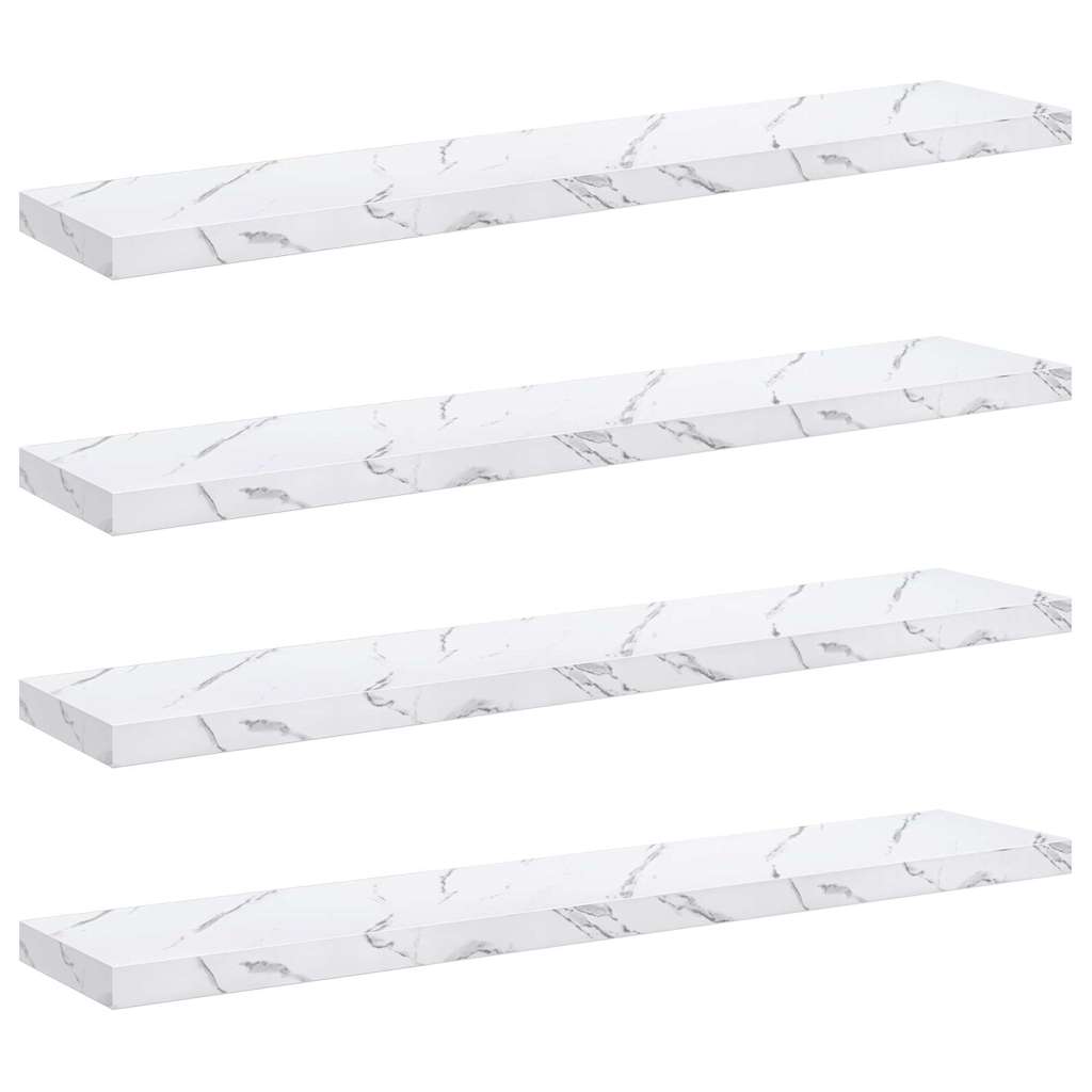 Wandregal 4 stk. Weiß Marmor 120 x 23,5 x 3,8 cm Holzwerkstoff