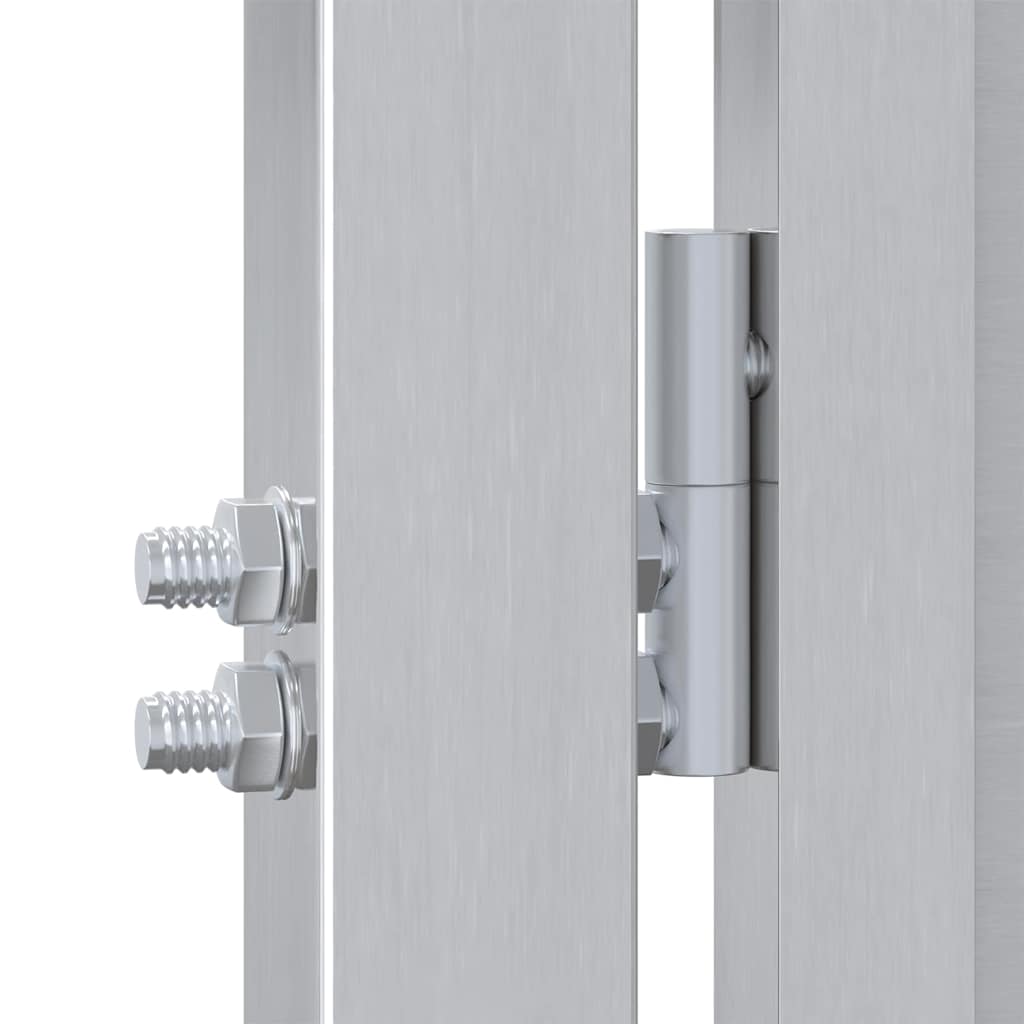 Gartentor mit Schloss Silber 85 x 70 cm Edelstahl