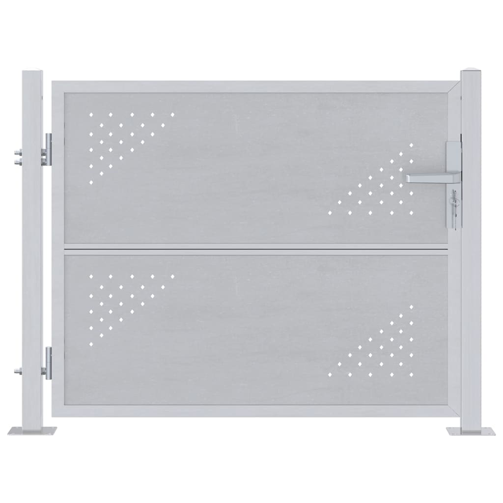 Gartentor mit Schloss Silber 85 x 70 cm Edelstahl