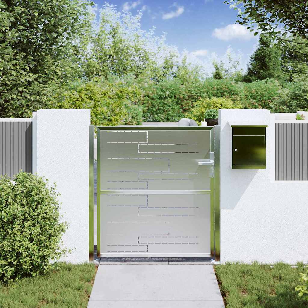 Gartentor mit Schloss Silber 85 x 97 cm Edelstahl