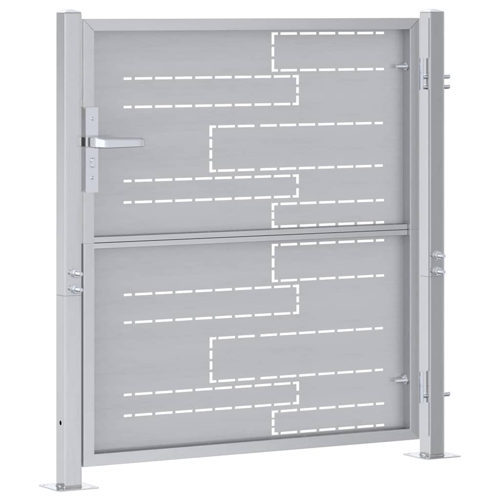 Gartentor mit Schloss Silber 85 x 97 cm Edelstahl