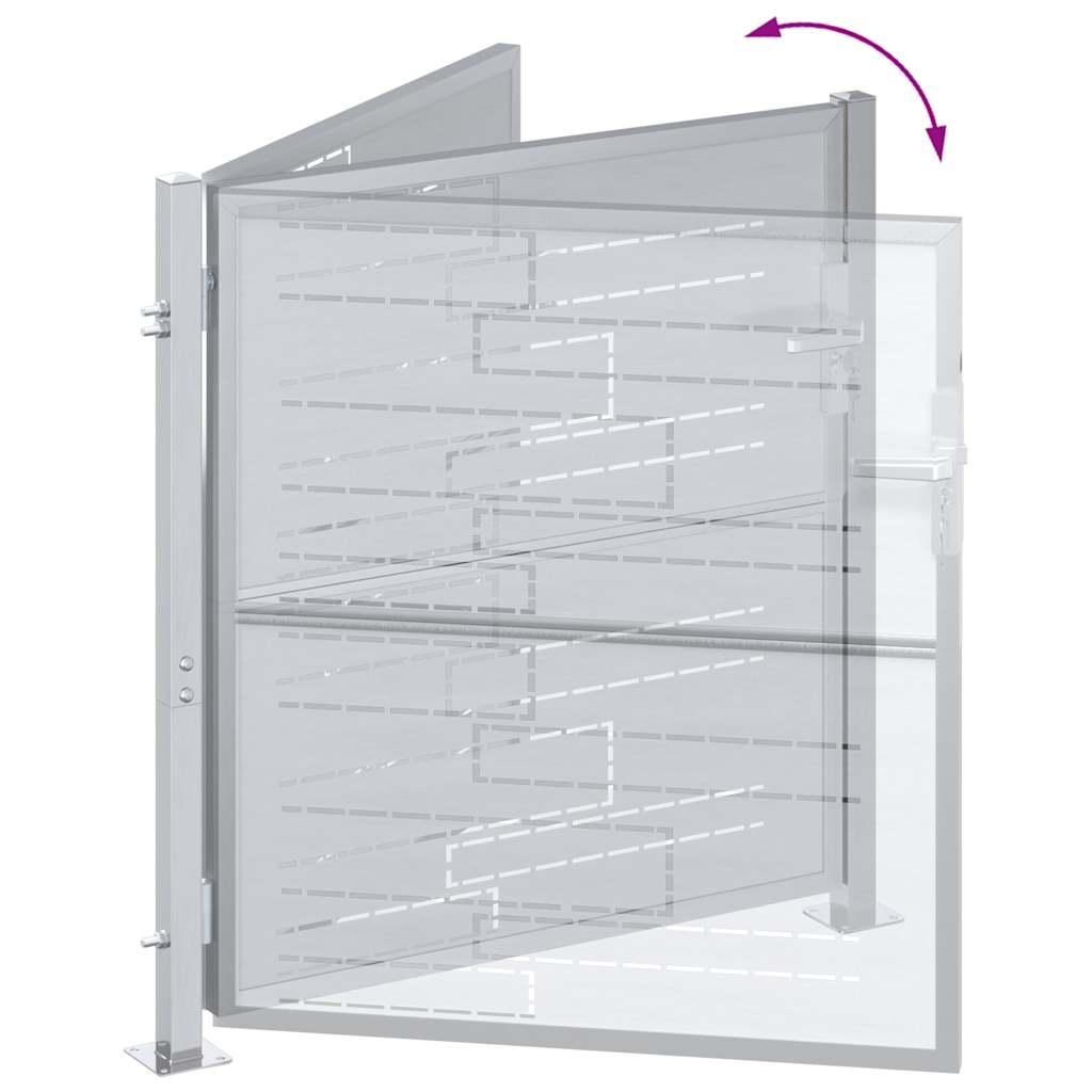 Gartentor mit Schloss Silber 85 x 97 cm Edelstahl