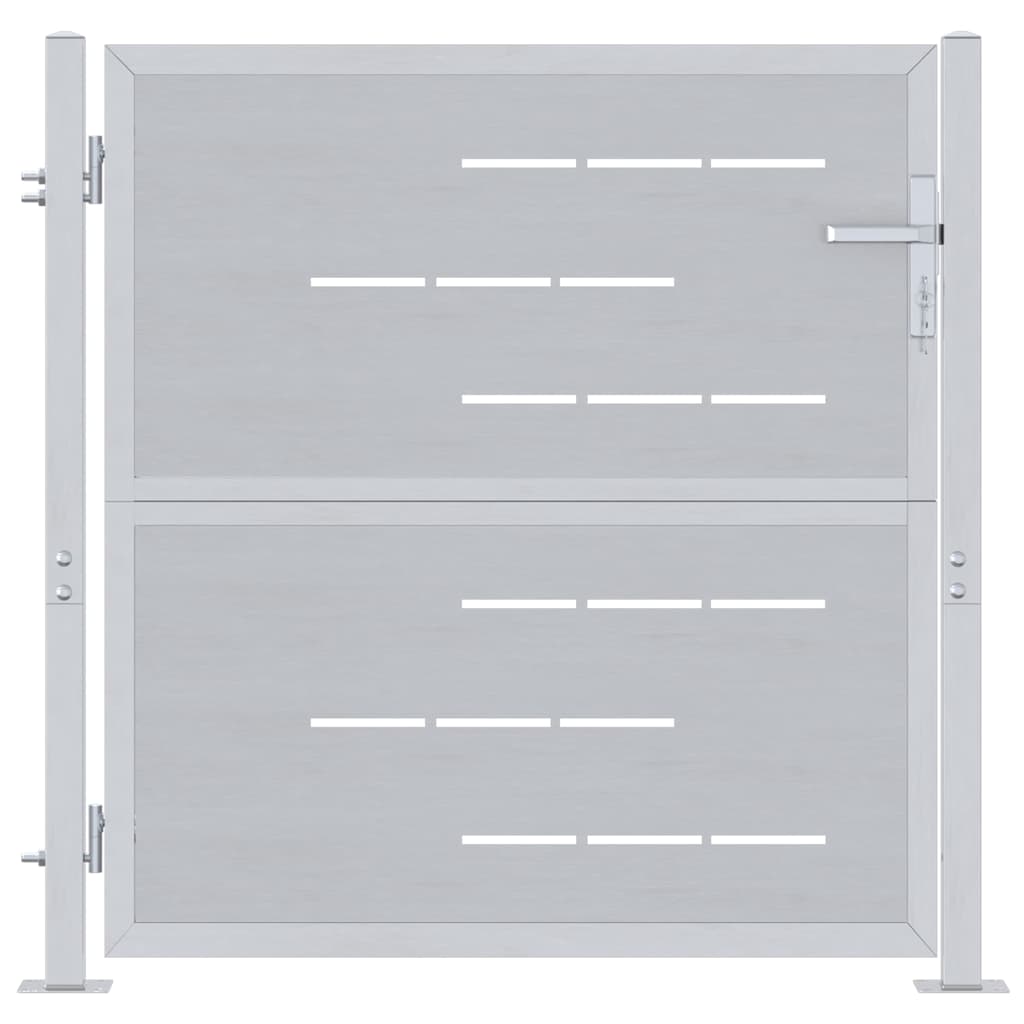 Gartentor mit Schloss Silber 85 x 97 cm Edelstahl