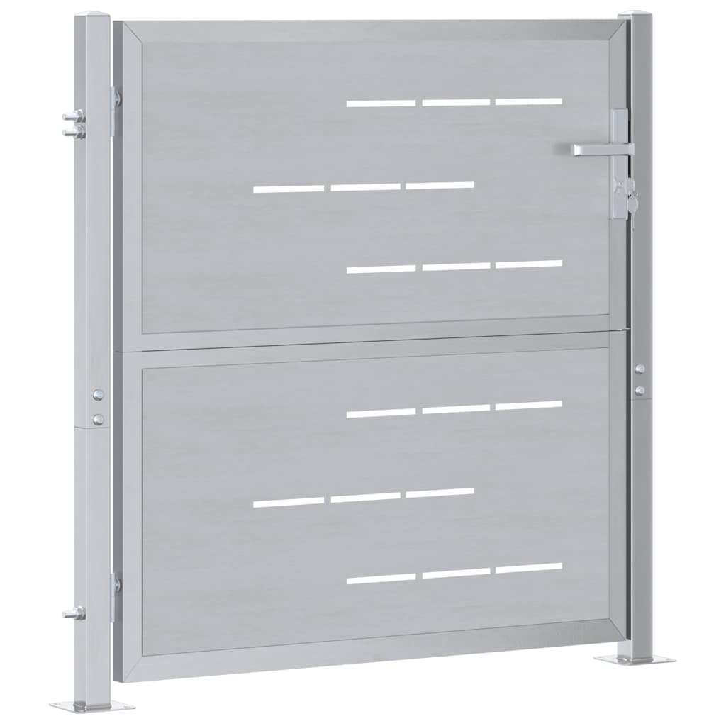 Gartentor mit Schloss Silber 85 x 97 cm Edelstahl