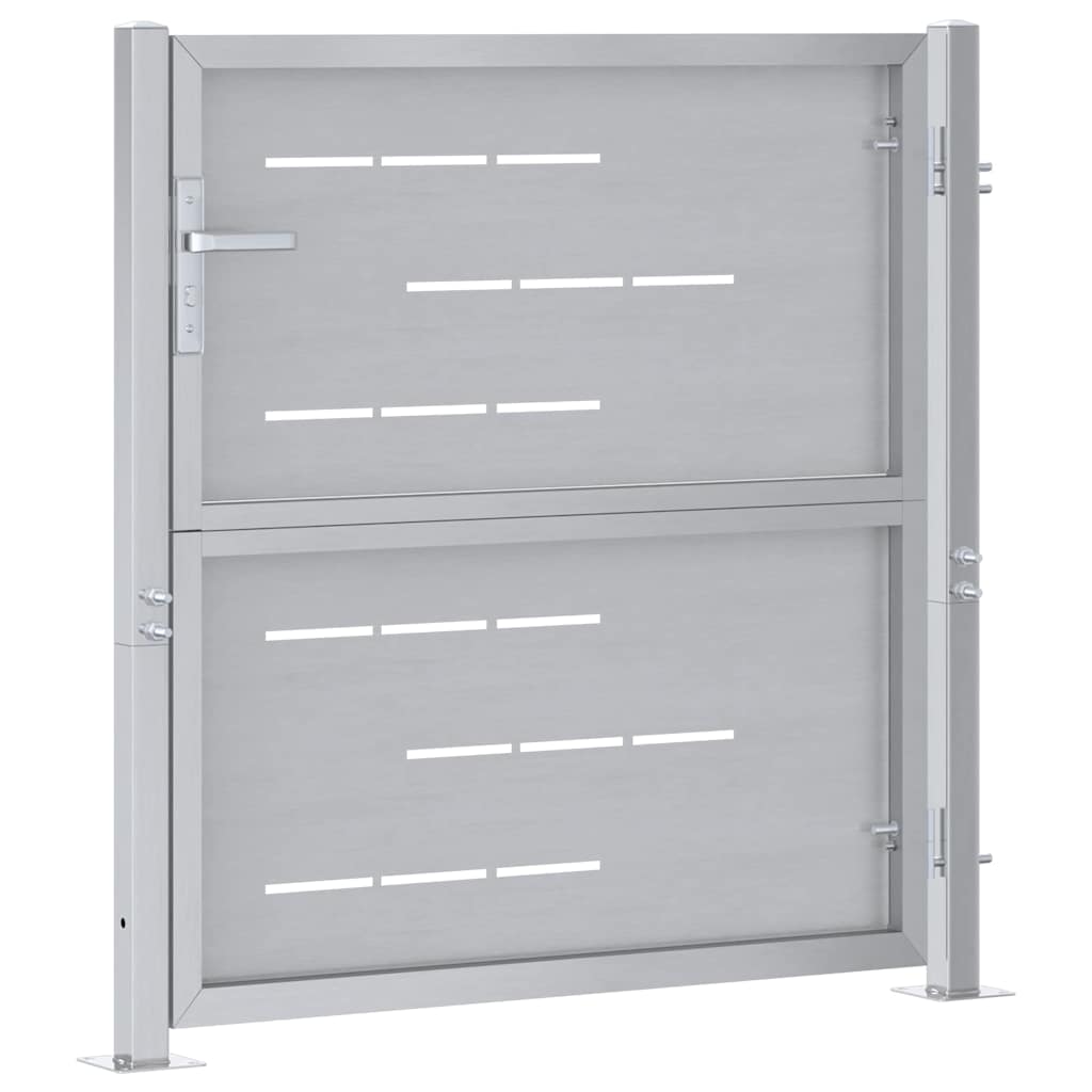 Gartentor mit Schloss Silber 85 x 97 cm Edelstahl