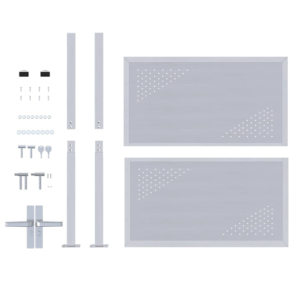 Gartentor mit Schloss Silber 85 x 97 cm Edelstahl