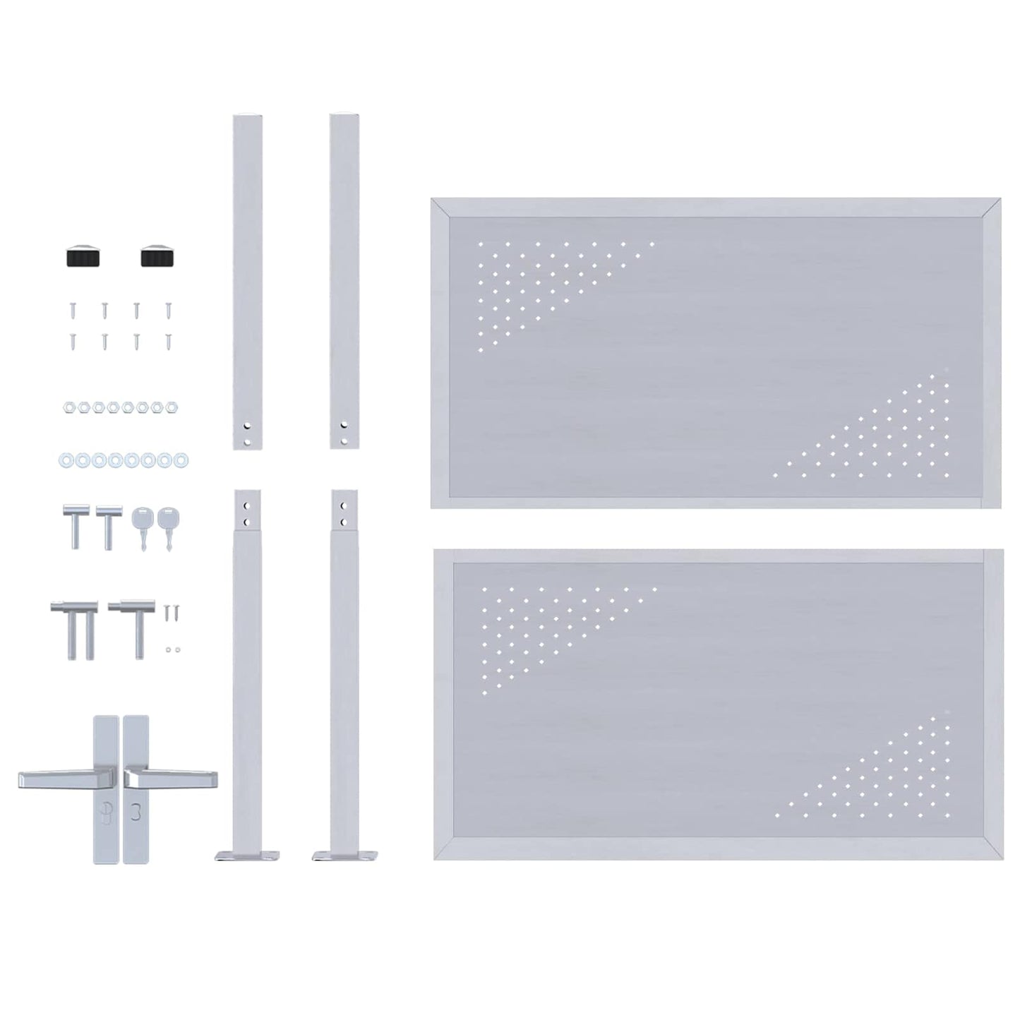 Gartentor mit Schloss Silber 85 x 97 cm Edelstahl