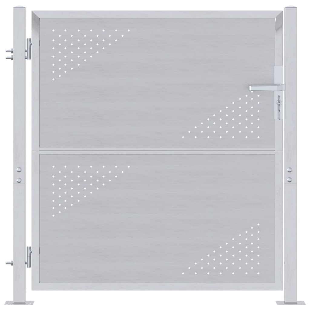 Gartentor mit Schloss Silber 85 x 97 cm Edelstahl