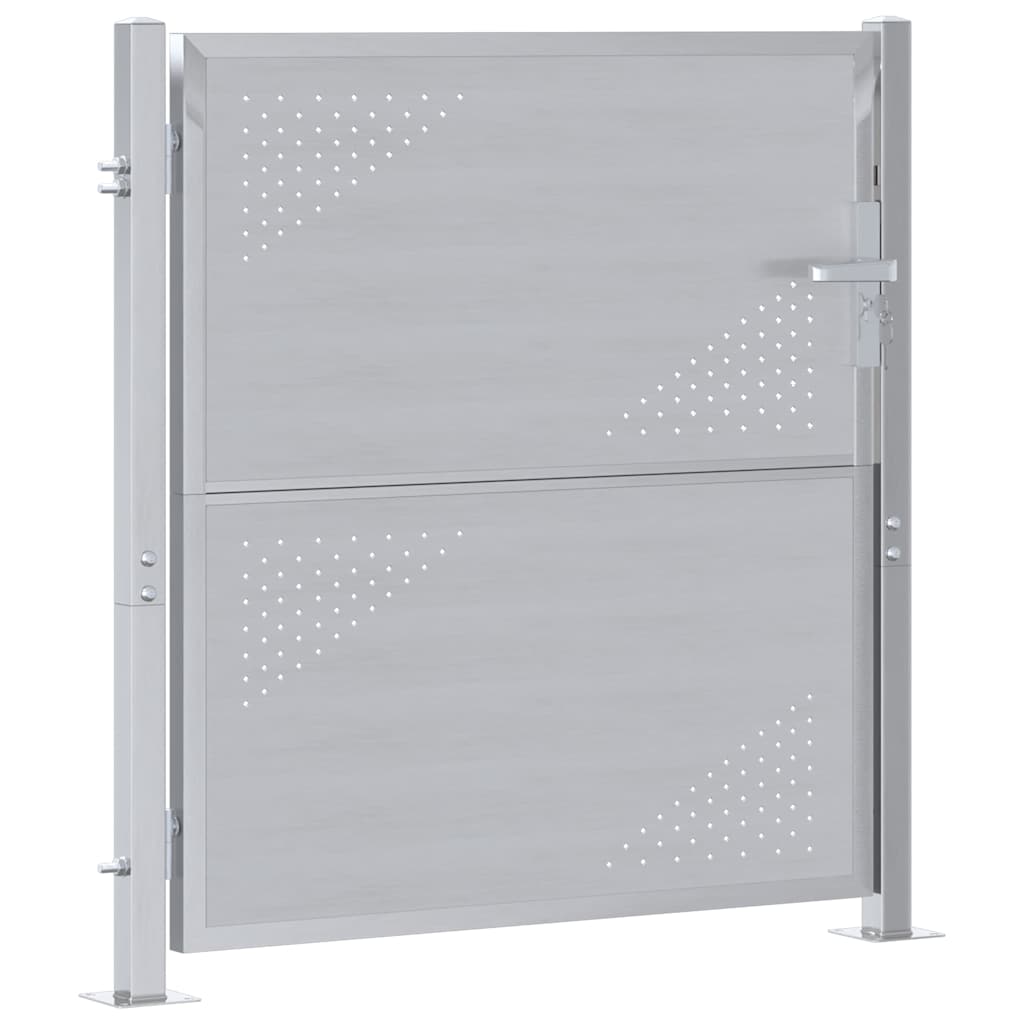 Gartentor mit Schloss Silber 85 x 97 cm Edelstahl