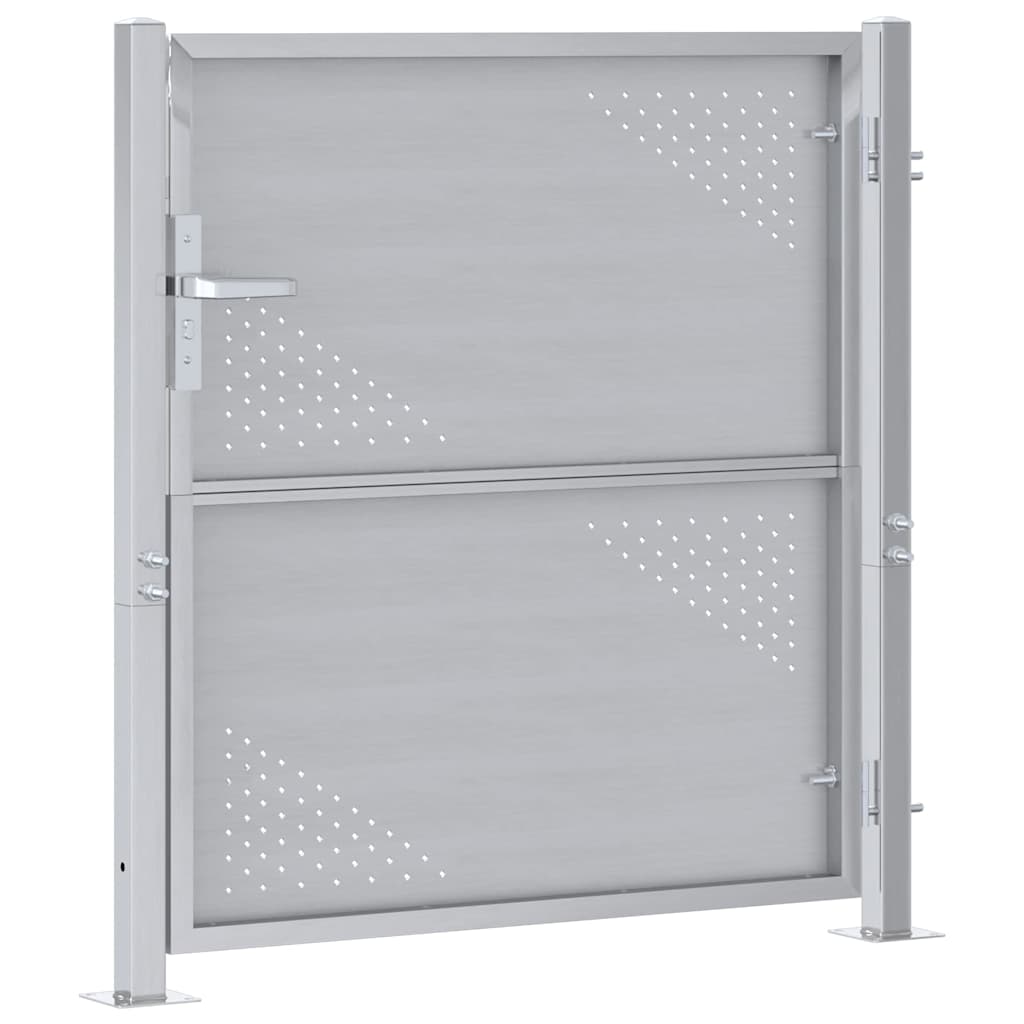 Gartentor mit Schloss Silber 85 x 97 cm Edelstahl