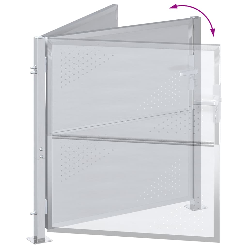 Gartentor mit Schloss Silber 85 x 97 cm Edelstahl