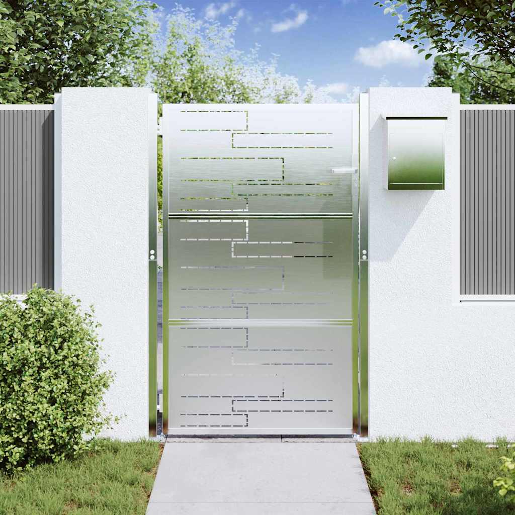 Gartentor 85 x 120 cm Edelstahl Silber Abschließbar