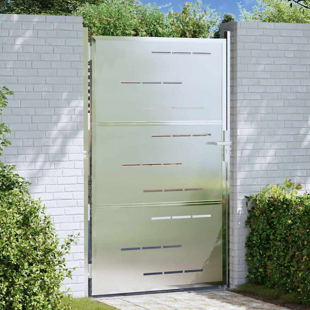 Gartentor 85 x 120 cm Edelstahl Silber Abschließbar