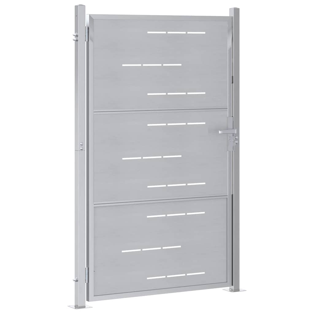 Gartentor 85 x 120 cm Edelstahl Silber Abschließbar