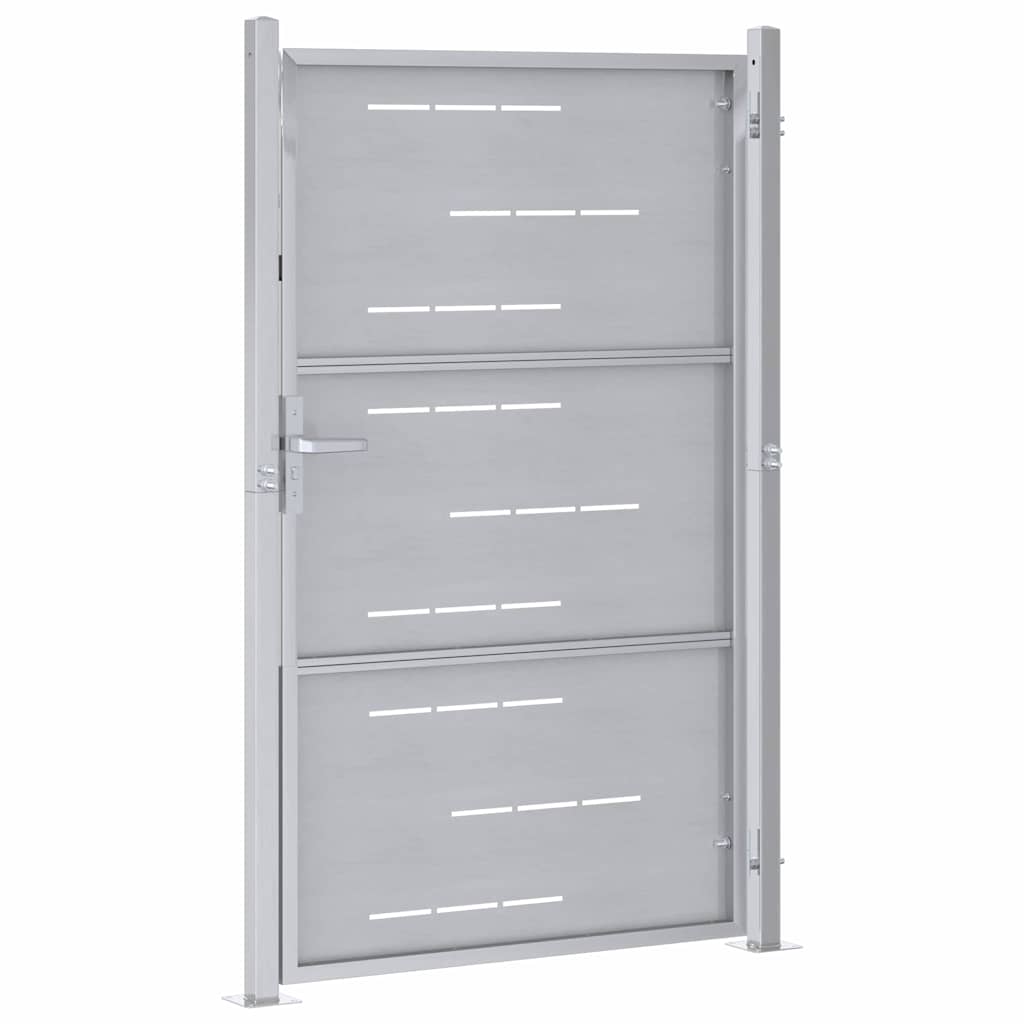 Gartentor 85 x 120 cm Edelstahl Silber Abschließbar