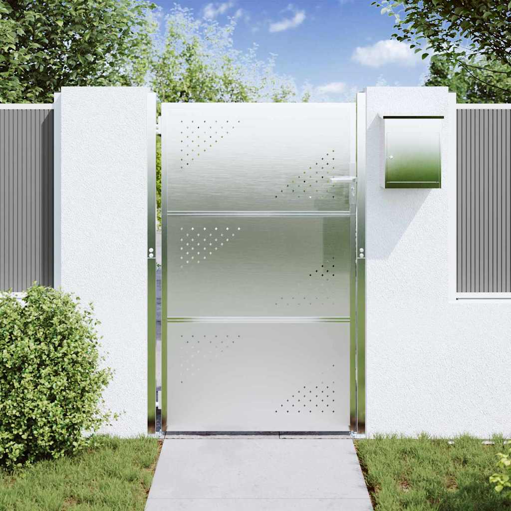 Gartentor 85 x 120 cm Edelstahl Silber Abschließbar