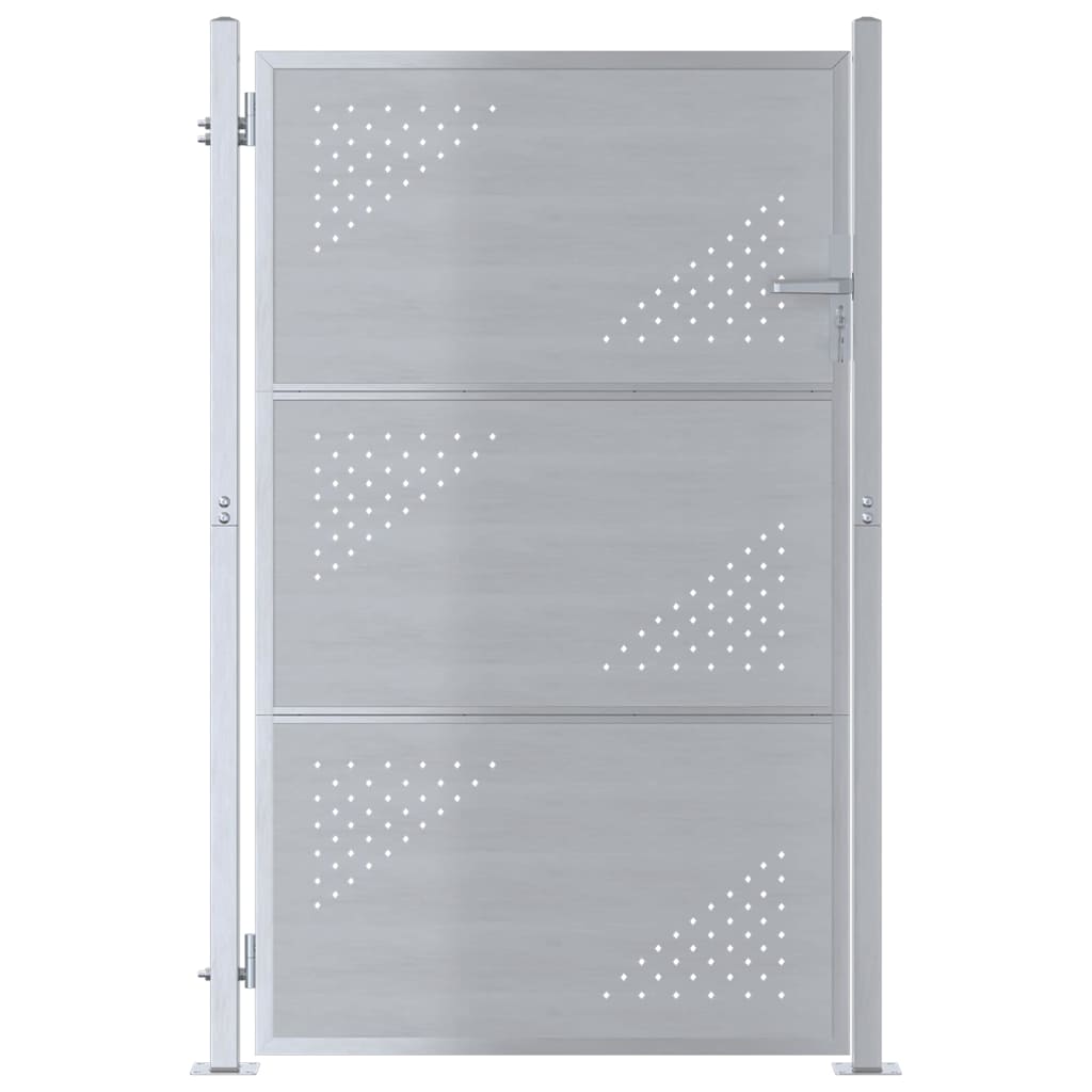 Gartentor 85 x 120 cm Edelstahl Silber Abschließbar