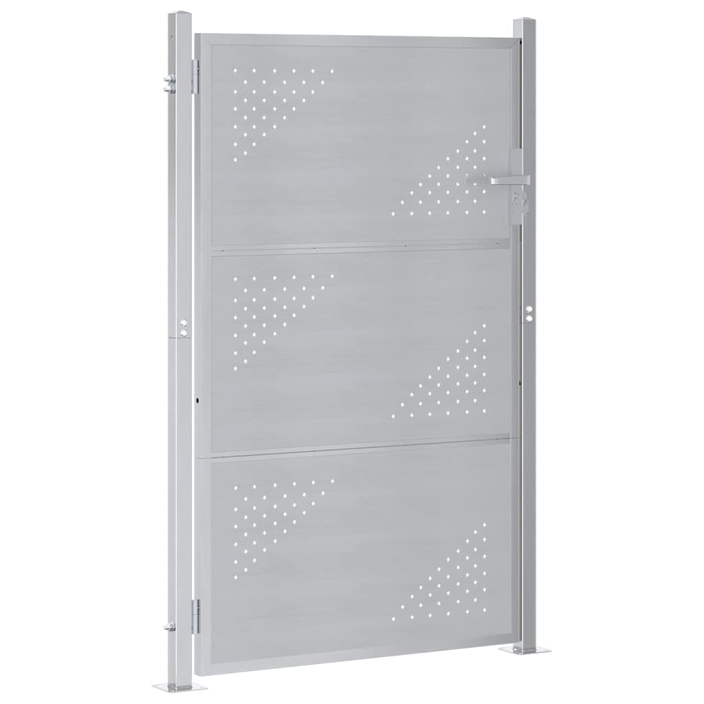 Gartentor 85 x 120 cm Edelstahl Silber Abschließbar