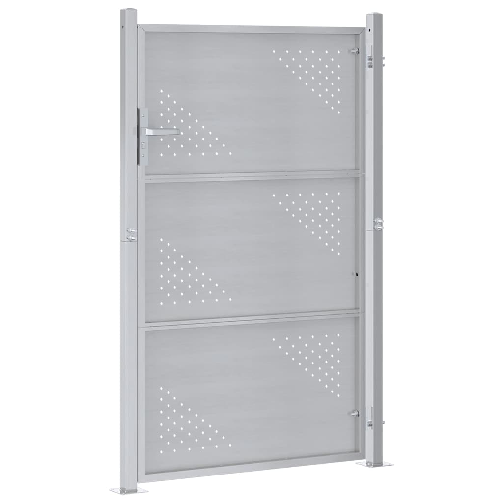 Gartentor 85 x 120 cm Edelstahl Silber Abschließbar