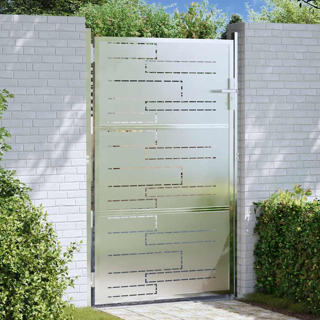 Gartentor 85 x 144 cm Edelstahl Silber Abschließbar