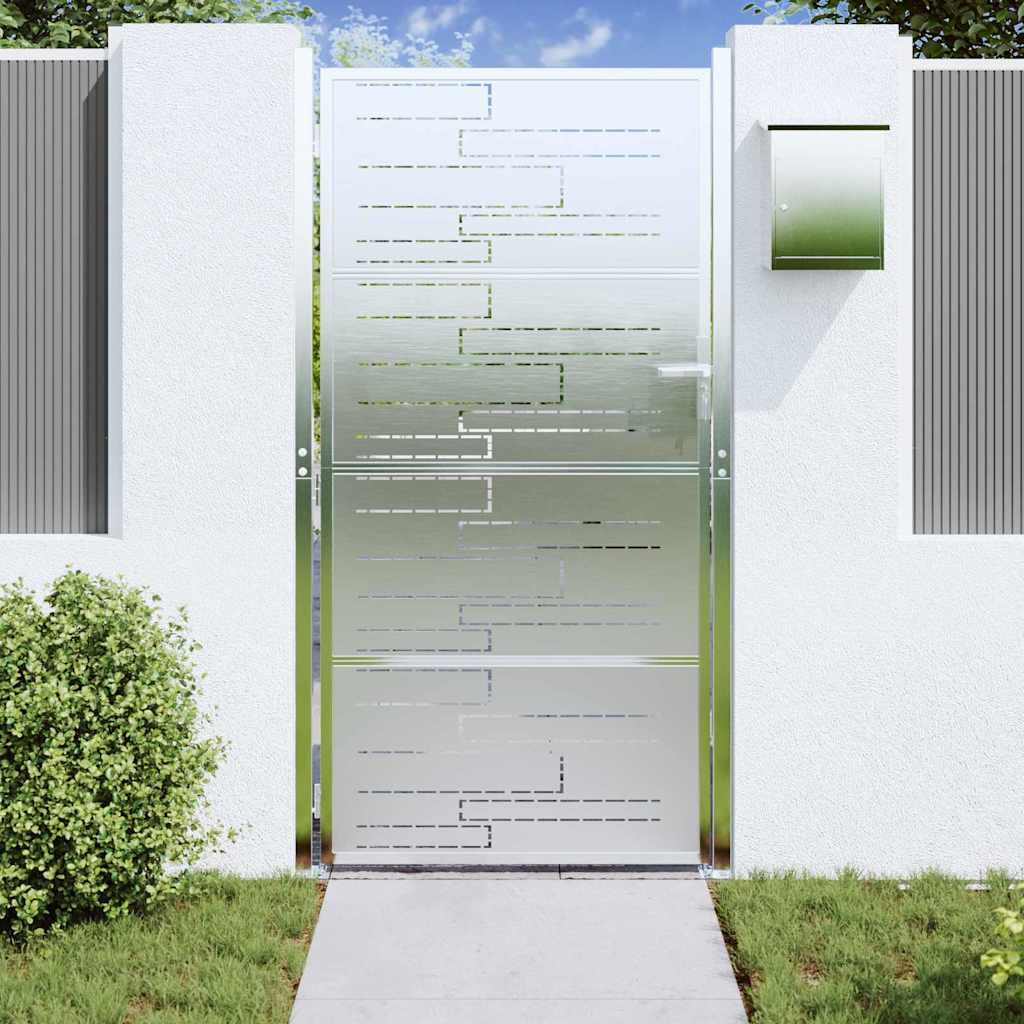 Gartentor 85 x 174 cm Edelstahl Silber Abschließbar