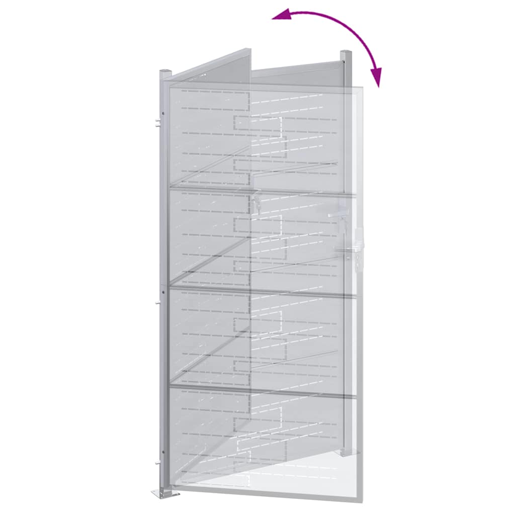 Gartentor 85 x 174 cm Edelstahl Silber Abschließbar