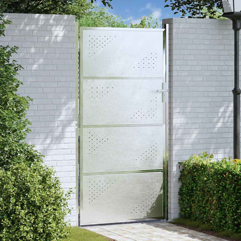 Gartentor 85 x 174 cm Edelstahl Silber Abschließbar