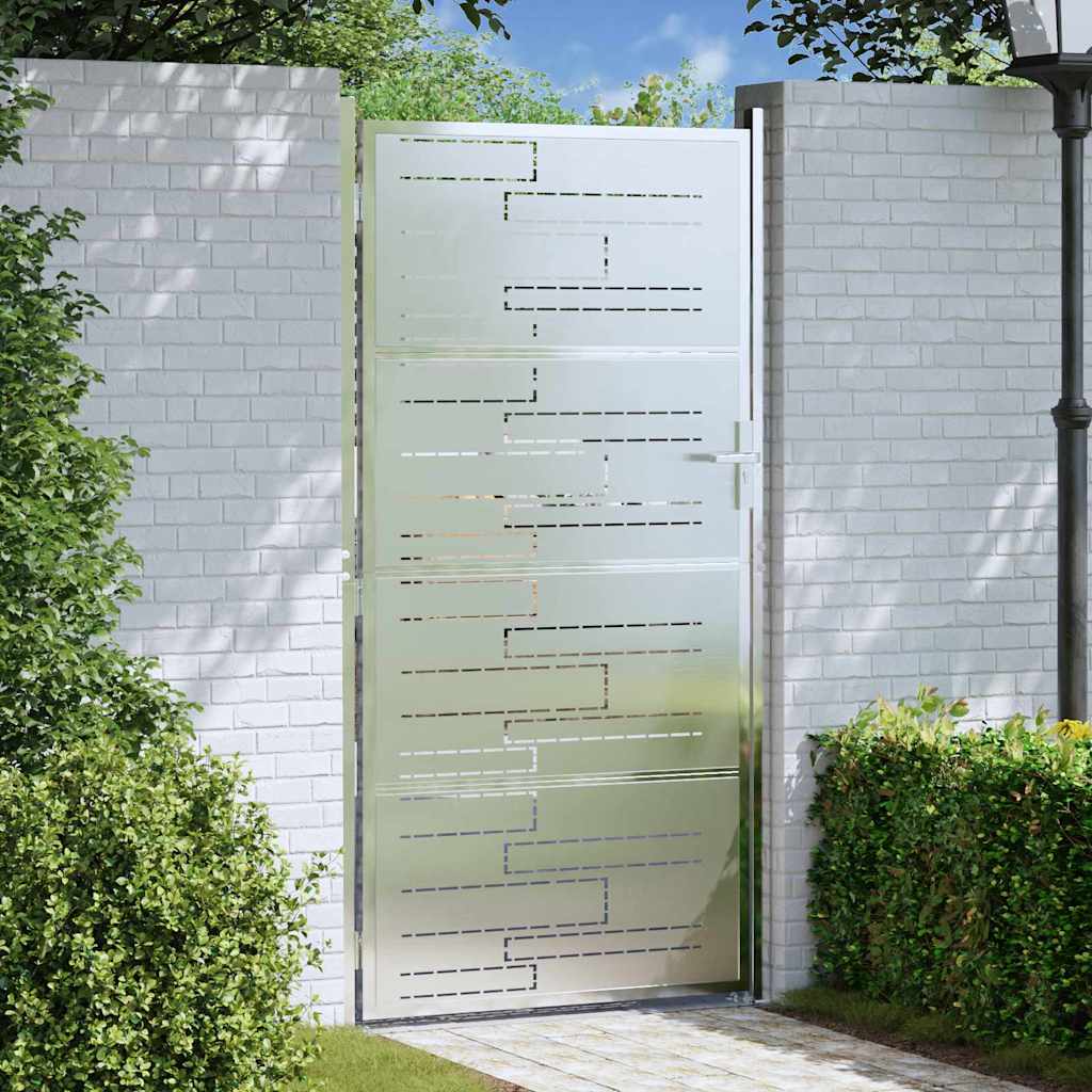Gartentor 85 x 196 cm Edelstahl Silber Abschließbar