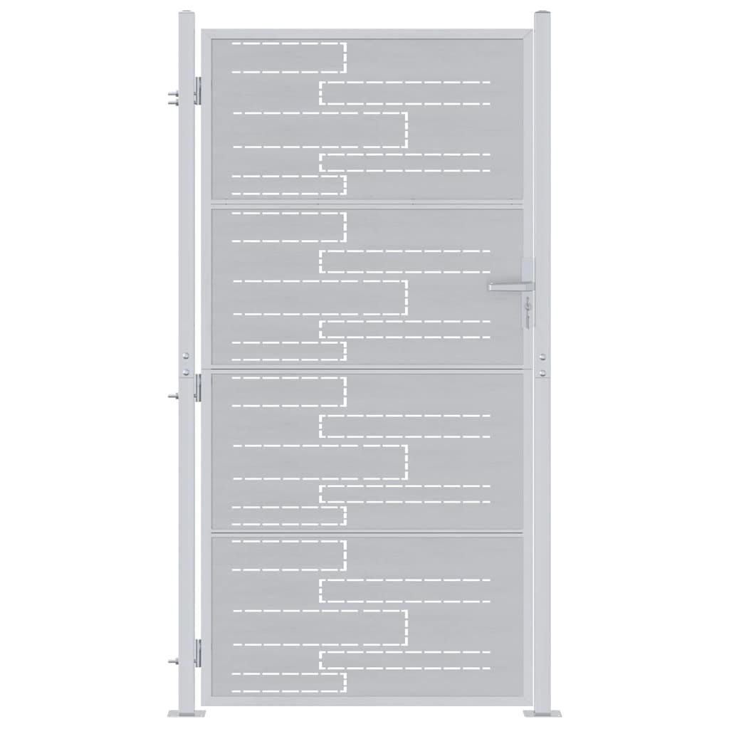 Gartentor 85 x 196 cm Edelstahl Silber Abschließbar