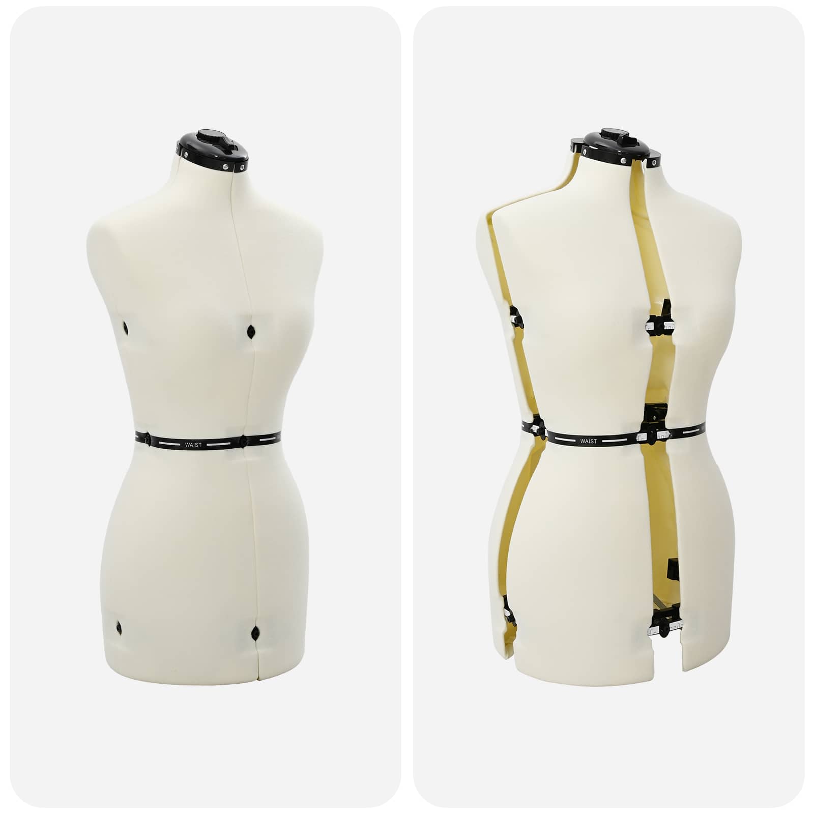 Verstellbare Kleiderform für Damen Creme S Samt