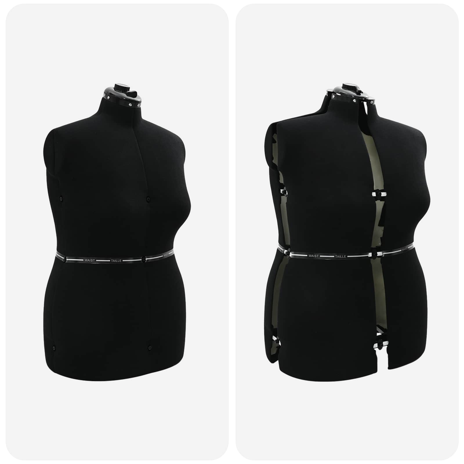 Verstellbare Kleiderform für Damen Schwarz L Samt
