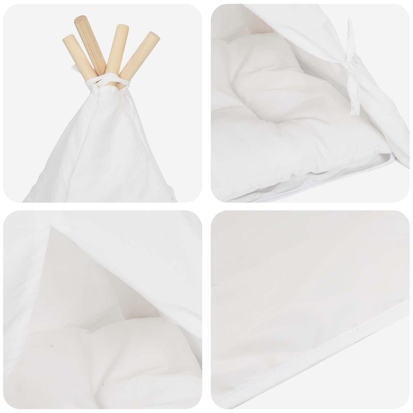 Haustier-Tipi mit Kissen Weiß 40 x 40 x 50 cm Polyester