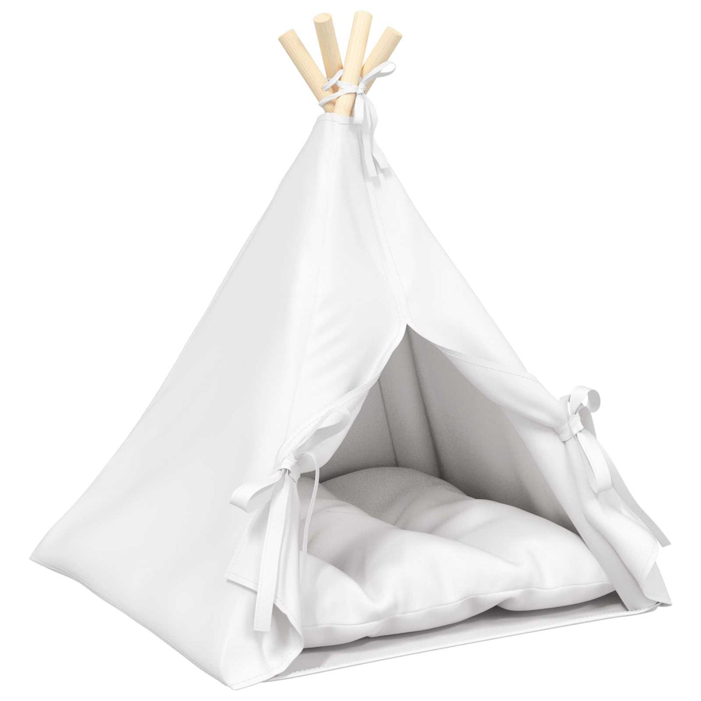 Haustier-Tipi mit Kissen Weiß 50 x 50 x 60 cm Polyester