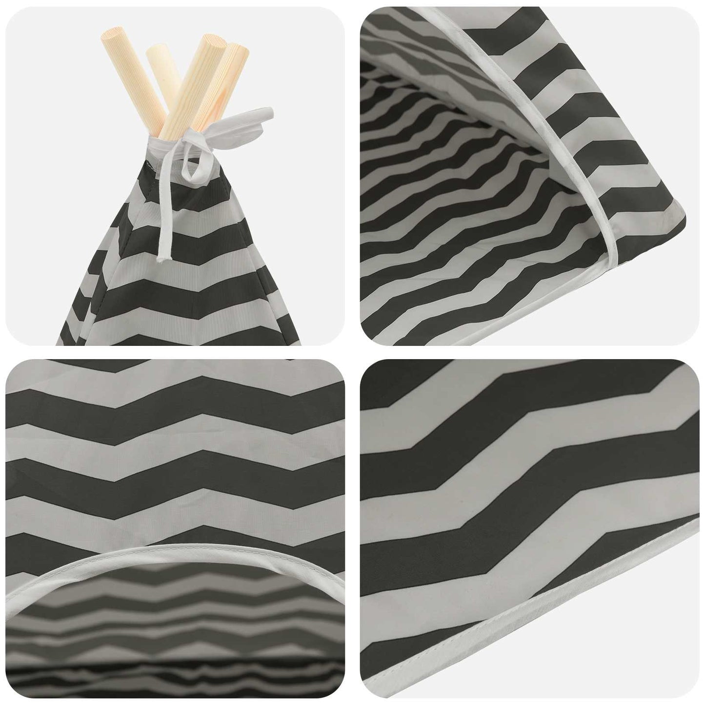 Haustier-Tipi mit Kissen Weiß und Grau 50 x 50 x 60 cm