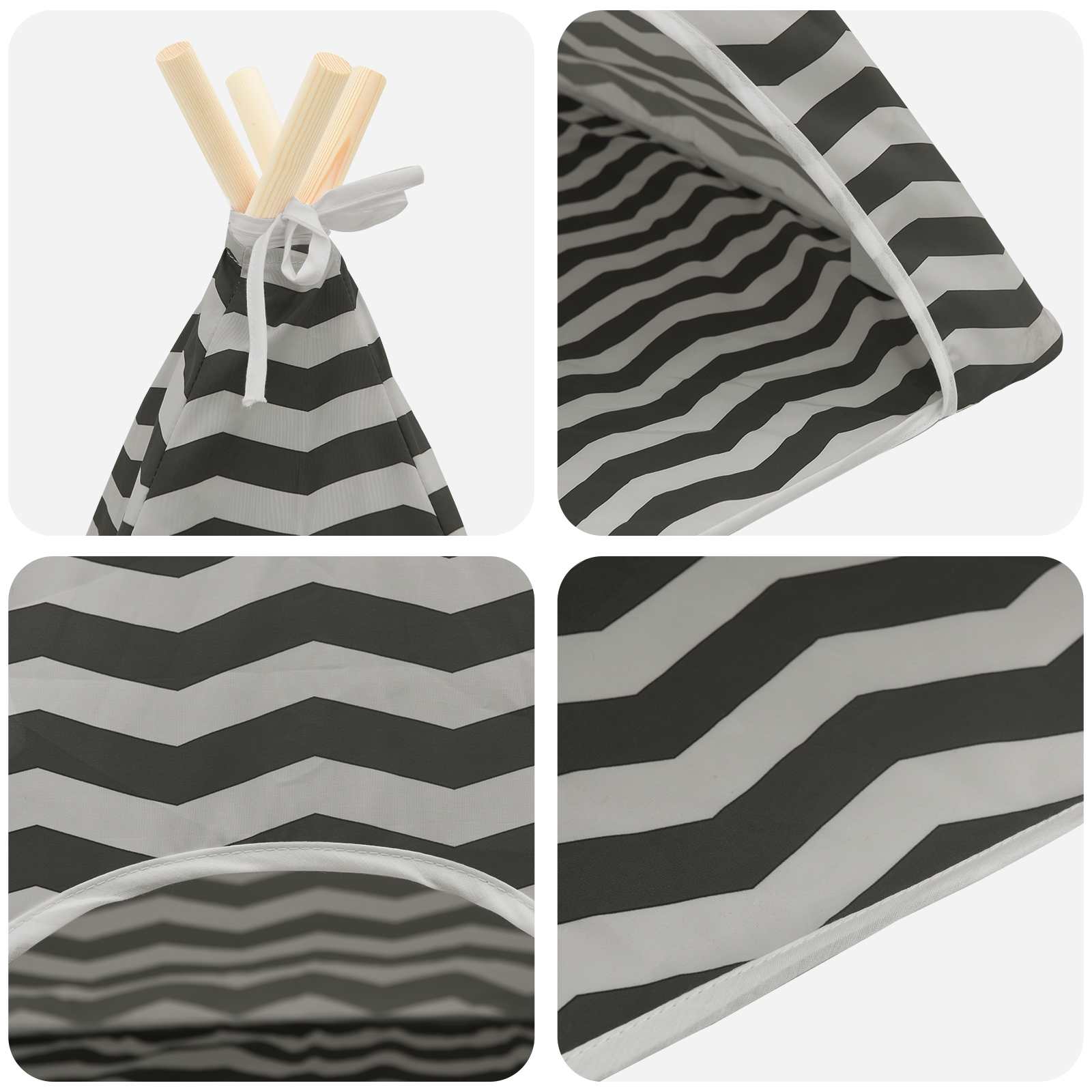 Haustier-Tipi mit Kissen Weiß und Grau 50 x 50 x 60 cm