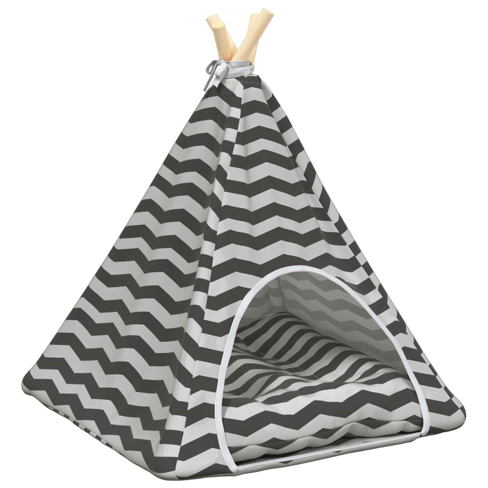 Haustier-Tipi mit Kissen Weiß und Grau 50 x 50 x 60 cm