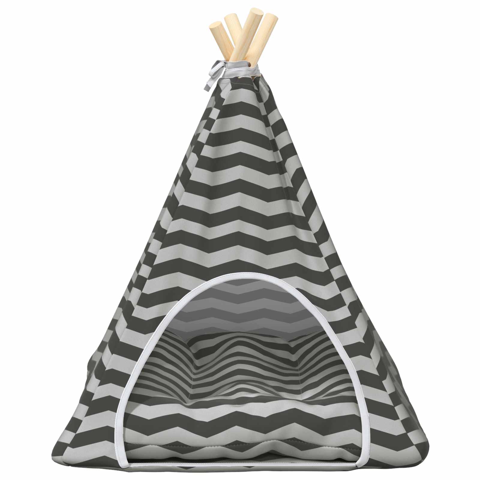 Haustier-Tipi mit Kissen Weiß und Grau 50 x 50 x 60 cm