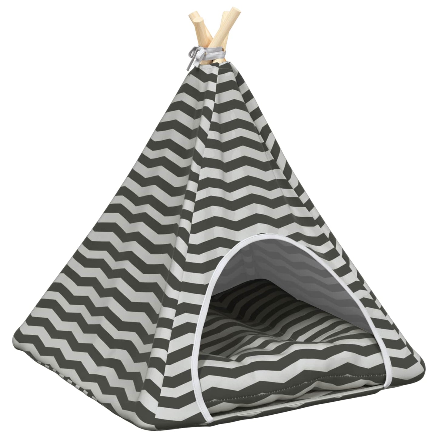 Haustier-Tipi mit Kissen Weiß und Grau 60 x 60 x 70 cm