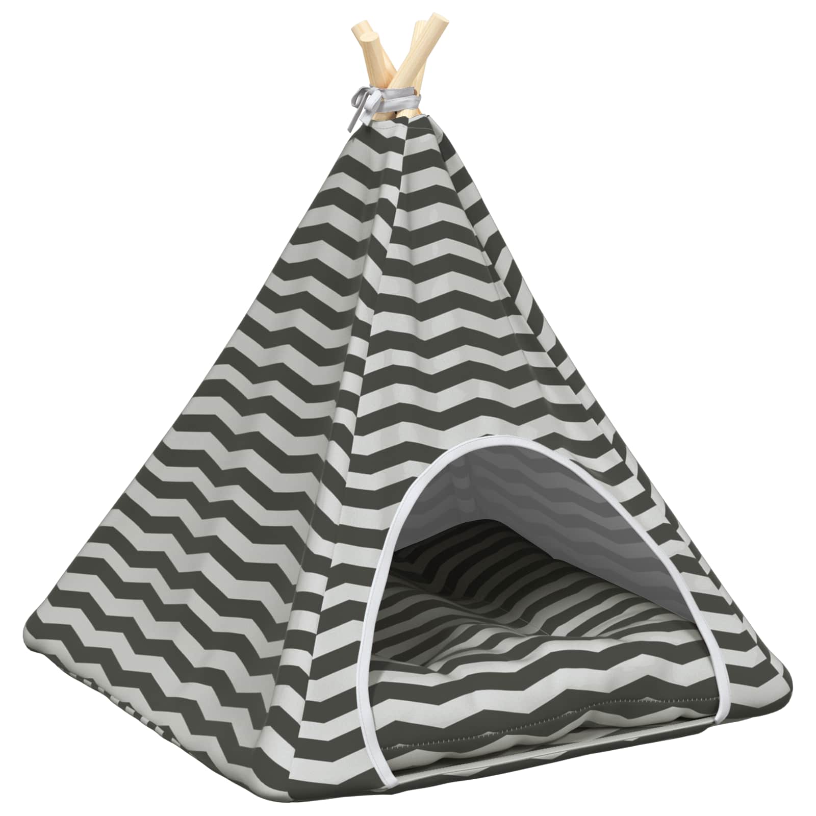 Haustier-Tipi mit Kissen Weiß und Grau 60 x 60 x 70 cm