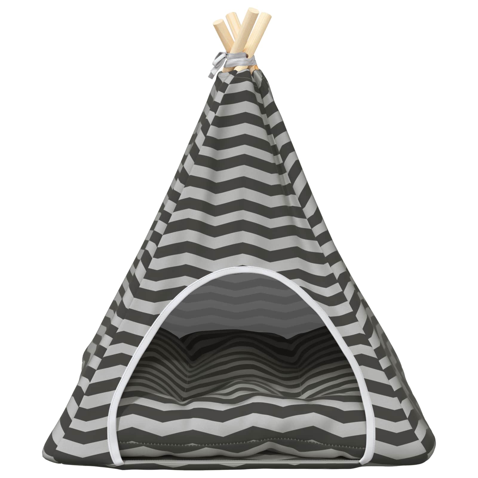 Haustier-Tipi mit Kissen Weiß und Grau 60 x 60 x 70 cm