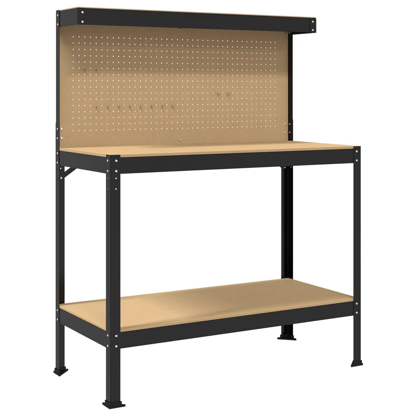 Werkbank Schwarz 114 x 54 x 145 cm Sperrholz und Metall