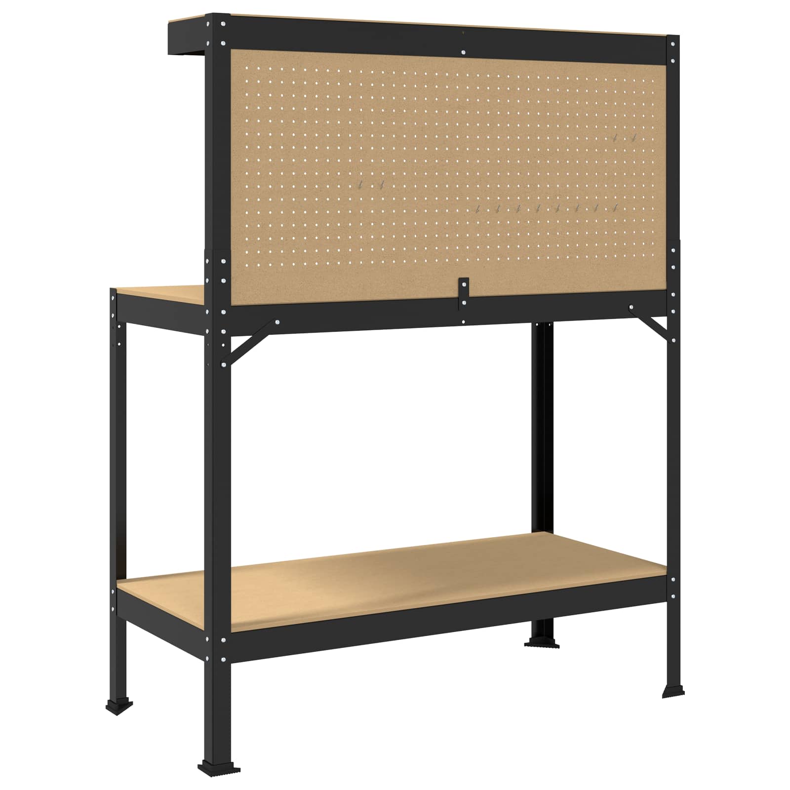 Werkbank Schwarz 114 x 54 x 145 cm Sperrholz und Metall