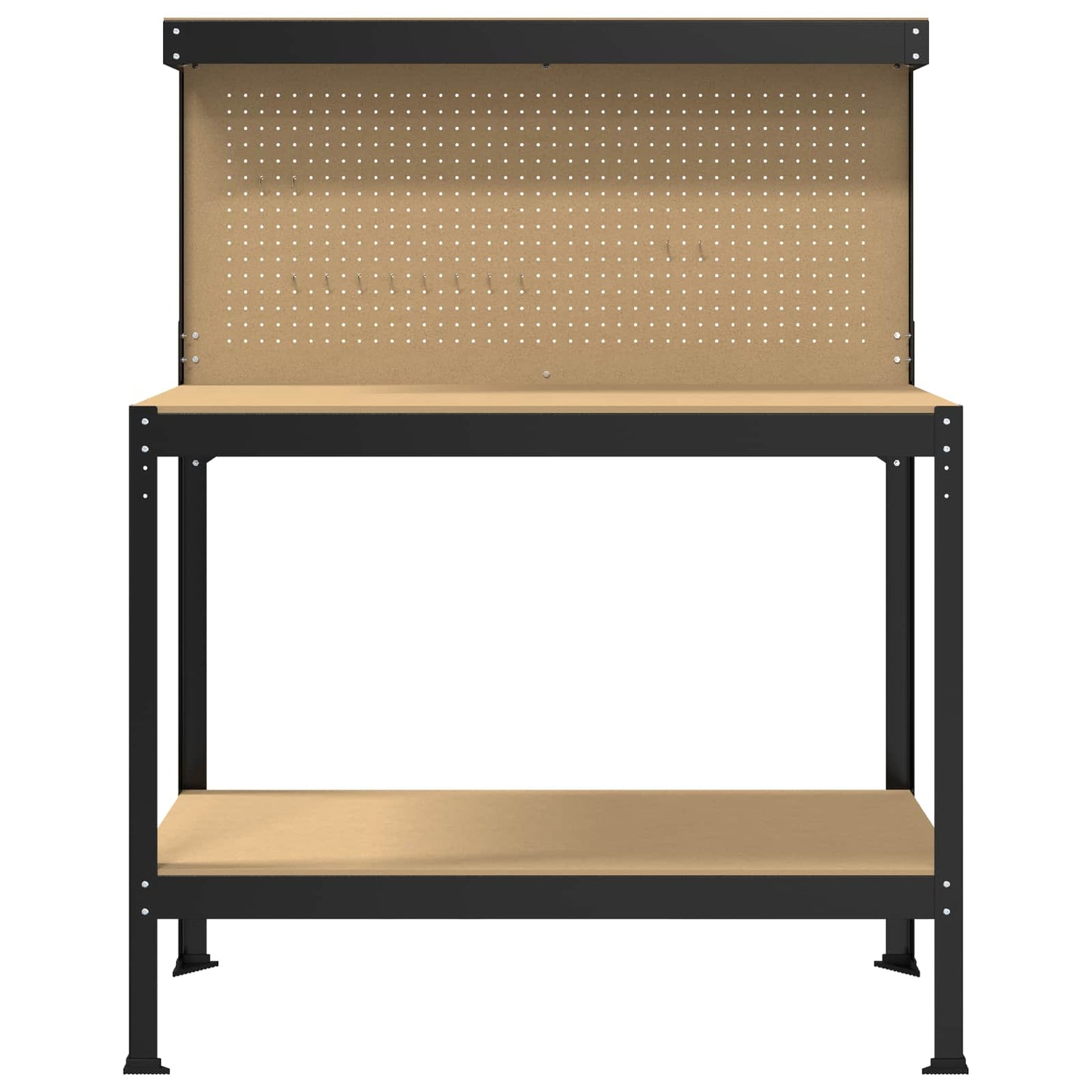 Werkbank Schwarz 114 x 54 x 145 cm Sperrholz und Metall