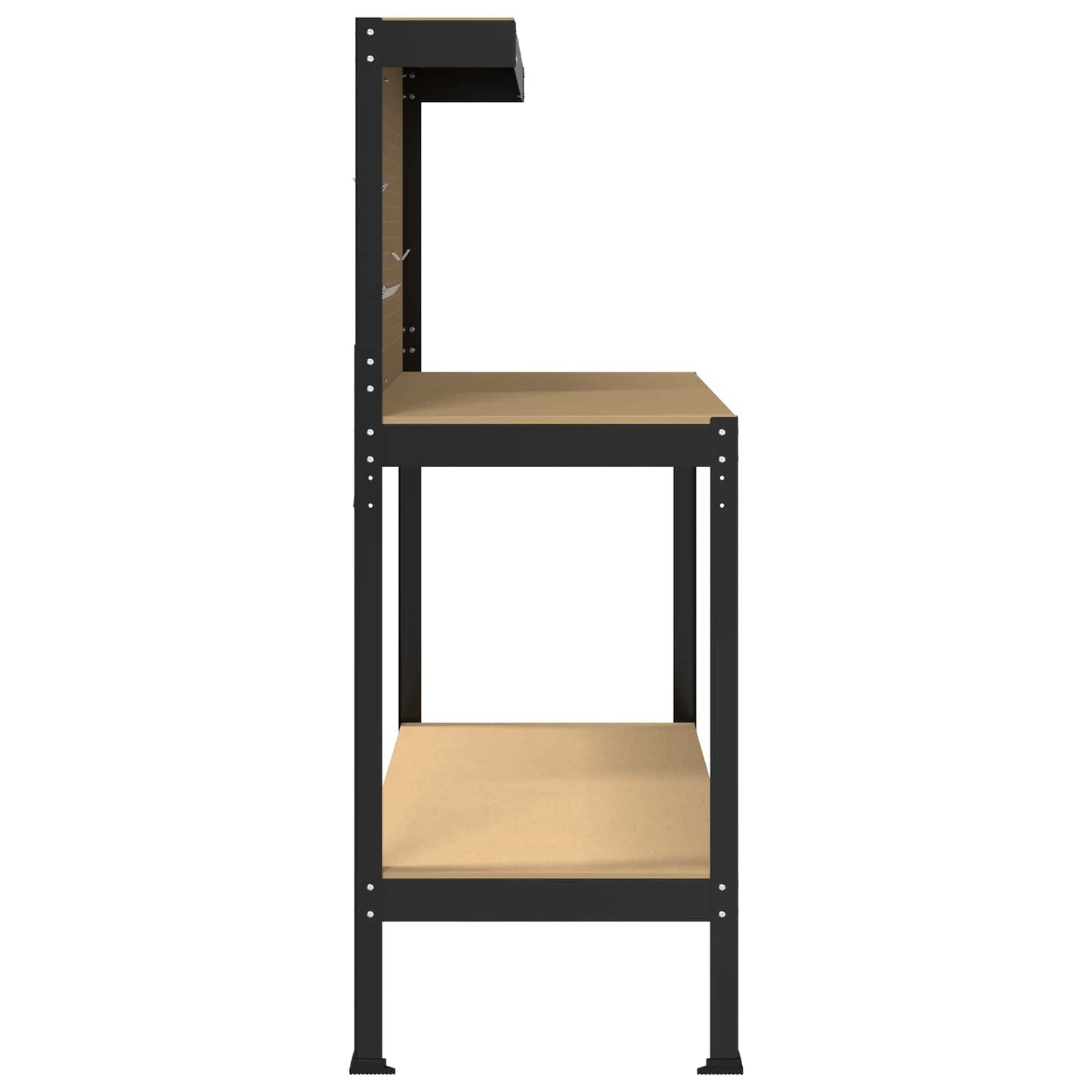 Werkbank Schwarz 114 x 54 x 145 cm Sperrholz und Metall