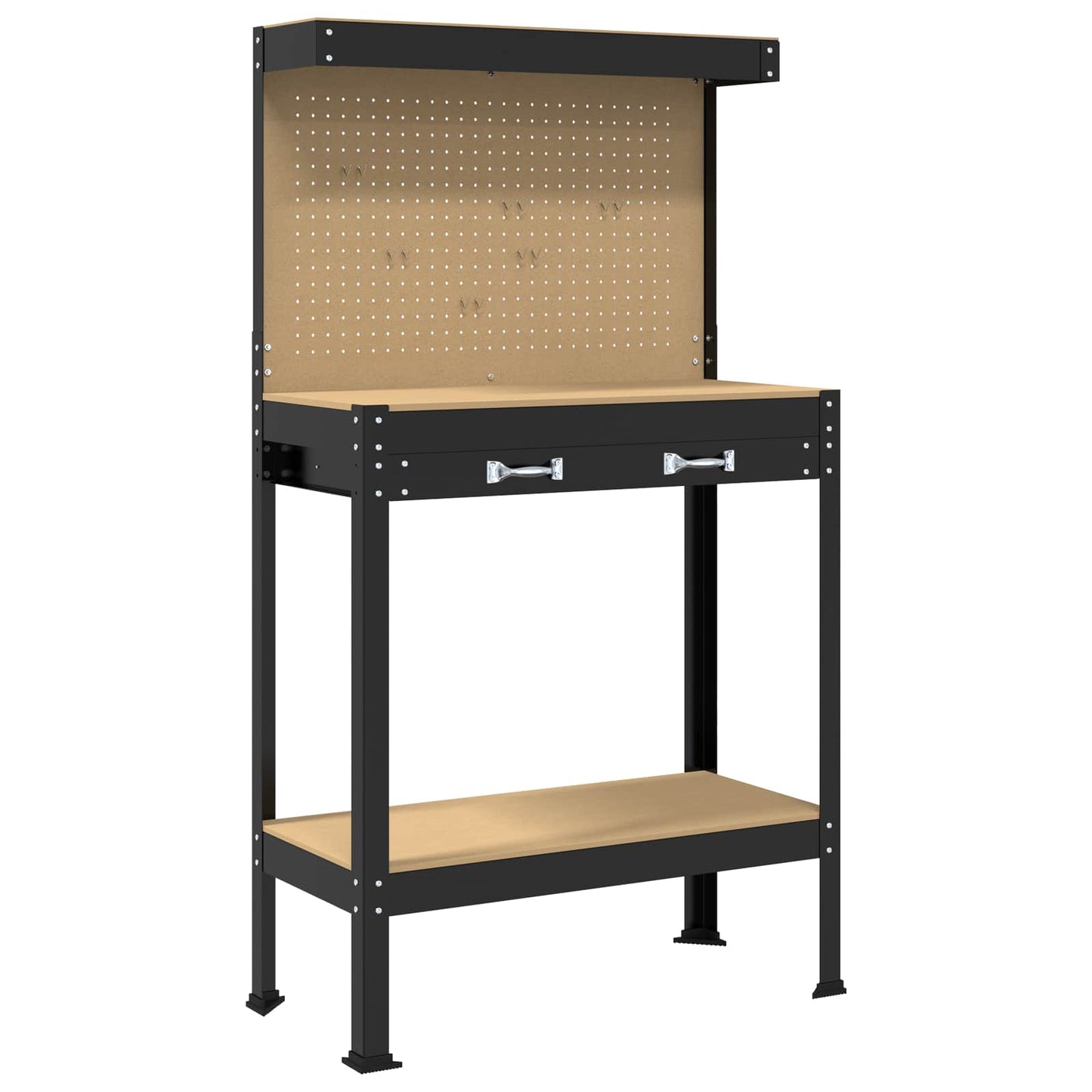 Werkbank Schwarz 81 x 41 x 145 cm Sperrholz und Metall