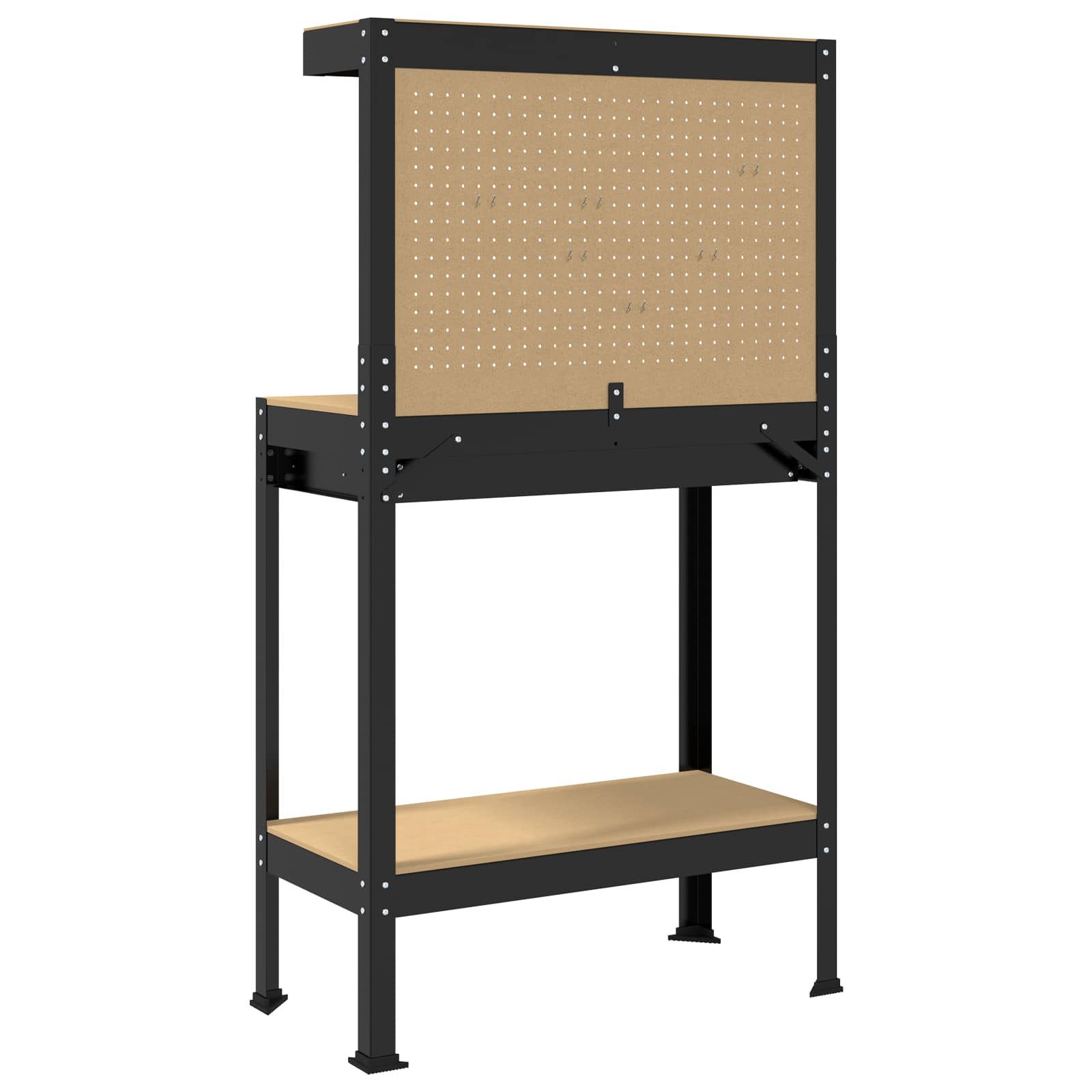 Werkbank Schwarz 81 x 41 x 145 cm Sperrholz und Metall