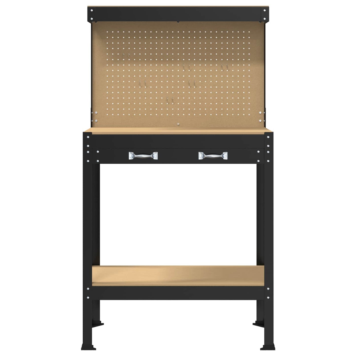 Werkbank Schwarz 81 x 41 x 145 cm Sperrholz und Metall