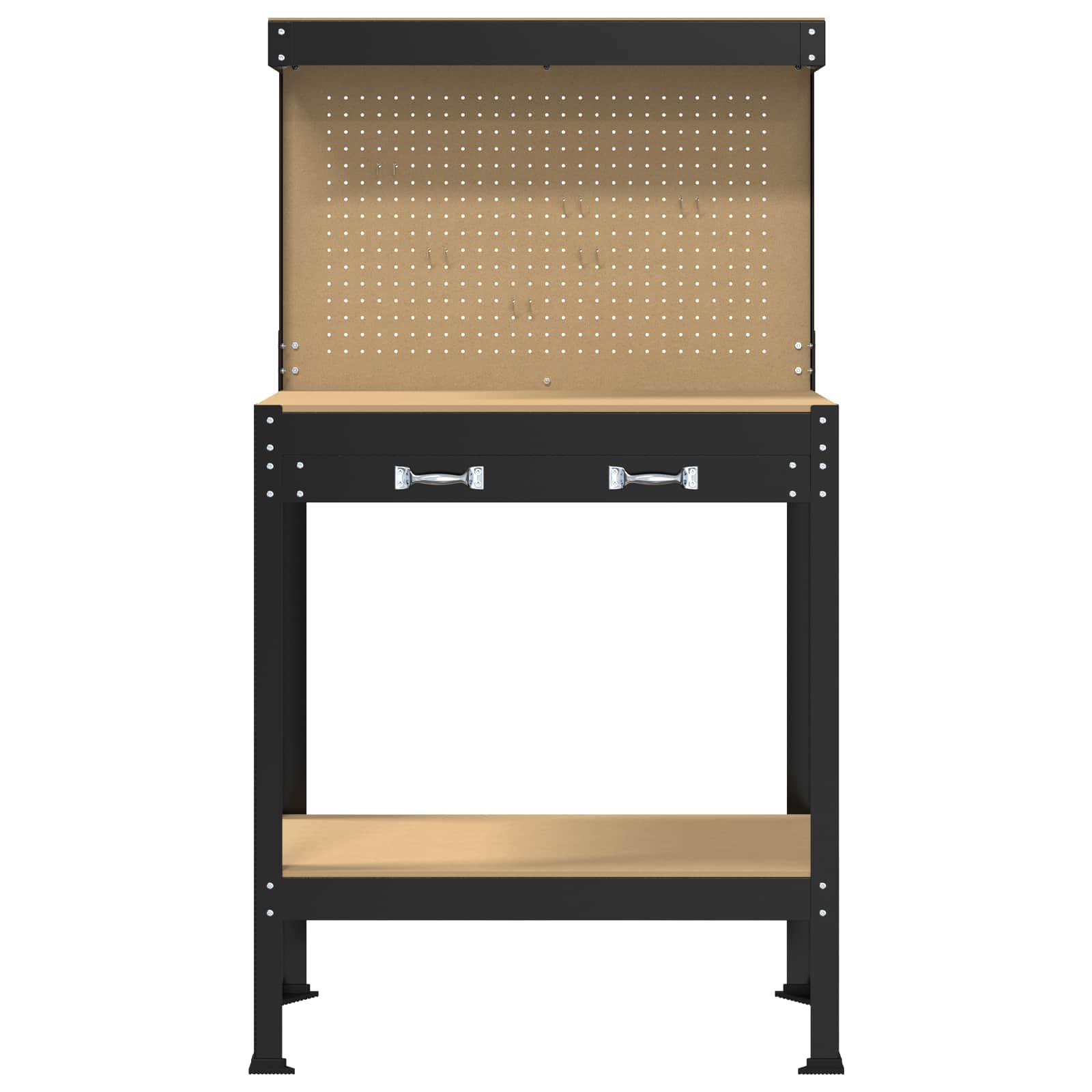 Werkbank Schwarz 81 x 41 x 145 cm Sperrholz und Metall